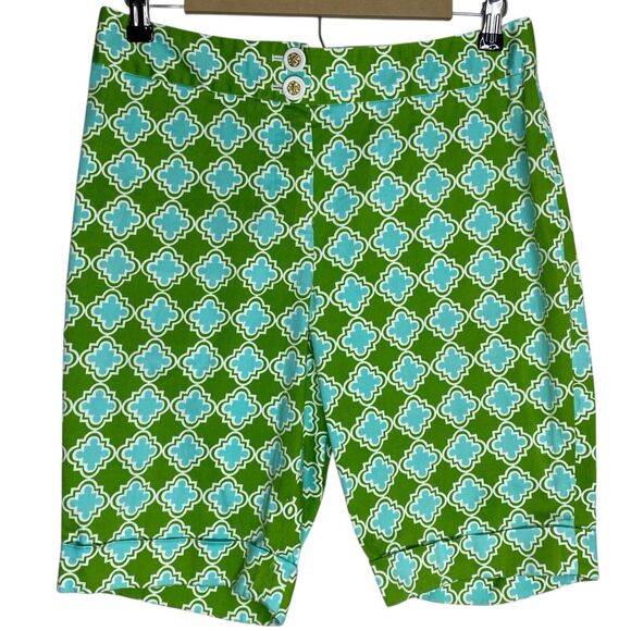 Skirtin Around Shorts Womens 8 Pink Green Bermuda Preppy Coastal Country Club - Picture 8 of 15